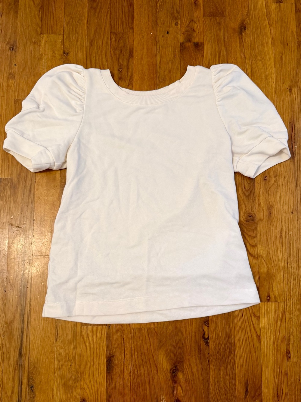 LOFT White Crewneck Short Sleeve Puff Sweater